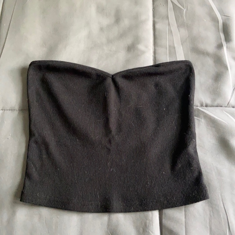 strapless black crop top